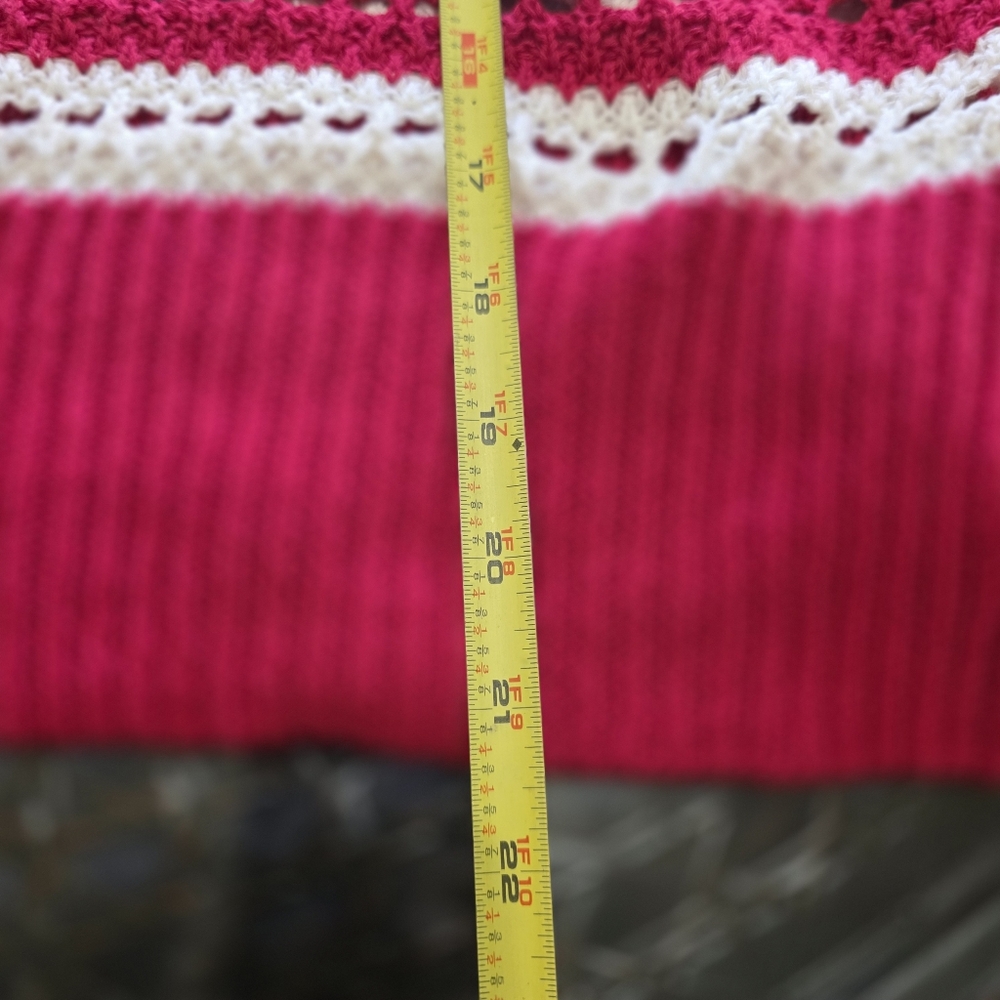 Vici Red and White Crochet Striped Crew Neck Sweater NWOT - Picture 9 of 9